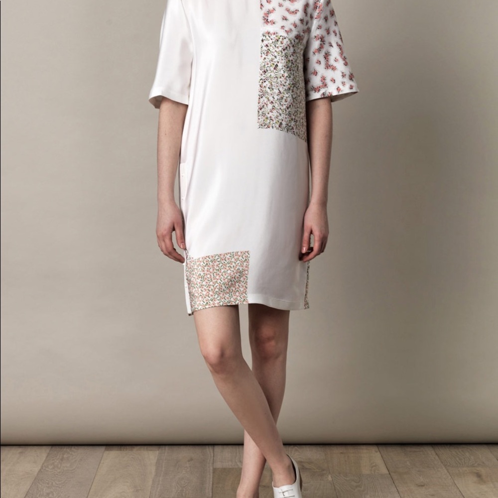 Phillip Lim White Floral Patchwork Silk Dress
